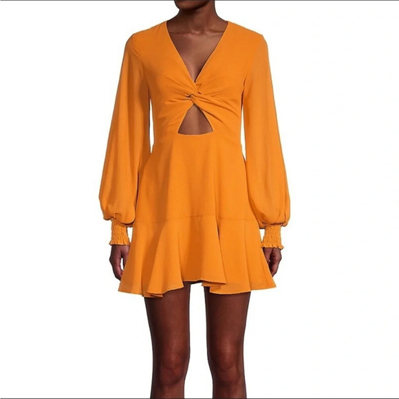 NEW Finders Keepers Cutout Long Sleeve Orange Mini Dress, Size XS NWOT - Picture 1 of 4